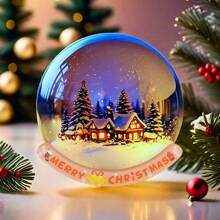 1set Christmas Rocking Ornament DIY Kit, Acrylic Miniature Christmas Cottage Decor For Tabletop, Snow Scene House Decoration, Suitable For Home Decor, Holiday Gift - Blue - View 4