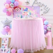 1 Conjunto Toalha de Mesa de Tule Transparente de Camada Única Elegante em Rosa, Branco, Borgonha, Adequada para Mesas Redondas/Retangulares, Requer Tecido de Forro Branco Adicional, para Cerimônias, Casamentos, Festas de Aniversário, Gato, Animal, Borboleta, Sereia, Revelação de Gênero, Mesas de Sobremesa e Bolo, Banquete de Hotel, Mesas de Conferência, Mesas de Hockey, Fornecedor