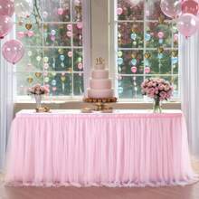 1 Conjunto Toalha de Mesa de Tule Transparente de Camada Única Elegante em Rosa, Branco, Borgonha, Adequada para Mesas Redondas/Retangulares, Requer Tecido de Forro Branco Adicional, para Cerimônias, Casamentos, Festas de Aniversário, Gato, Animal, Borboleta, Sereia, Revelação de Gênero, Mesas de Sobremesa e Bolo, Banquete de Hotel, Mesas de Conferência, Mesas de Hockey, Fornecedor