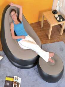 Ultra Lounge Inflatable Armchair And Pouf Set Portable Lazy Rest Sofa Armchair - Màu Khaki - Xem 8