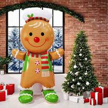 Balão Metalizado de Papai Noel e Homem de Gengibre Tamanho Grande de 155cm, Decoração de Natal, Suprimentos para Festa de Ano Novo