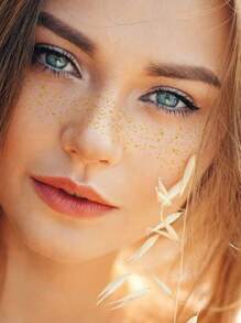 2 件，临时纹身贴纸，金银色闪光雀斑面部纹身，化妆贴片 - 雀斑化妆，人造雀斑防水临时纹身可爱闪光化妆配件女士 - 黑色 - 查看 2