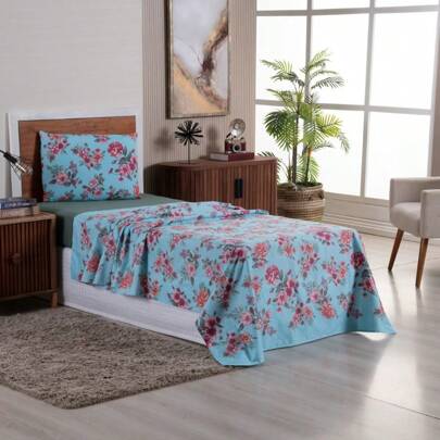 Jogo de Lençol Solteiro 3 Pçs 400 Fios Estampado