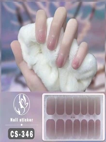 1pc 14 Pcs Solid Color Simple & Cool Design Waterproof Peel-Off Gel Nail Art Stickers, Full Nail Coverage Nail Stickers For Women, Easy To Use For Holiday, Party, Stage, Halloween, Daily Decoration, Gift