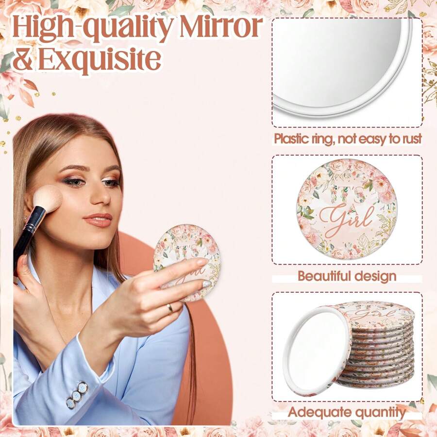 10 Sets Shower Favors For Adults Compact Mirrors Bulk With 10 Pcs Thank