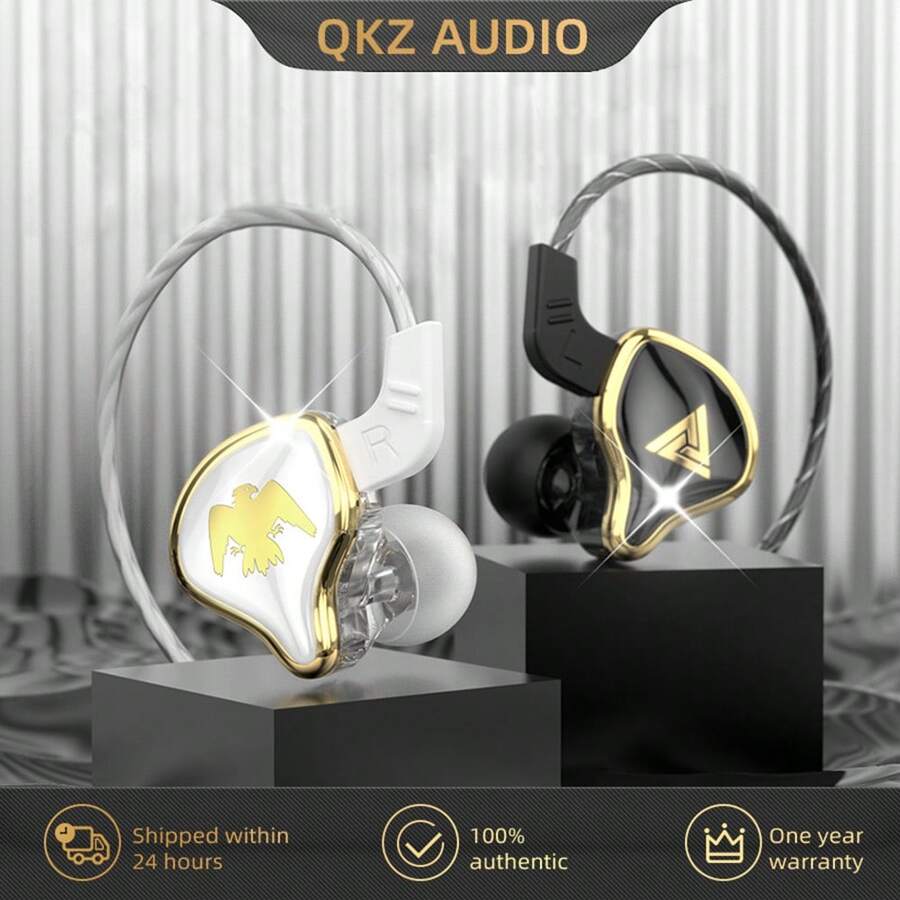 原装 QKZ AK6 ARES 动态 3.5MM AUX 有线耳机，带高清麦克风降噪入耳式耳塞，HIFI 环绕立体声，适用于音乐游戏慢跑实时视频通话
