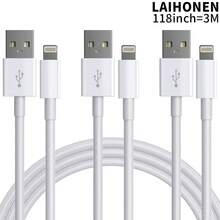 LAIHONEN Lightning 充电器线 3 英尺/6 英尺/10 英尺 3 件装 - TPE 圆形光面 USB-A 转 Lightning 线，快速充电和数据传输，MFi 认证兼容 iPhone 14/13/12/11/XS/XR/X/Pro Max/Mini/8/7/6S/6/5S/SE、iPad - 12W 高速充电 - 3PCS USB Lightning Cable - 查看 11