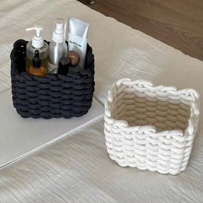 1 Stück Regal-Aufbewahrungskörbe zum Ordnen | Behälter zur Schrankorganisation | Kleine Körbe | Aufbewahrungskorb für Kommoden | Niedlicher dekorativer Korb | Würfelförmiger Aufbewahrungsbehälter | Korb aus geflochtenem Seil |