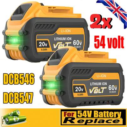 2PACK 20V/60V 9.0Ah FlexVolt XR Battery For Dewalt DCB609 DCB606 DCB612 DCB184 DCB546 DCB200 DCB182, Compatible With 18V Cordless Power Tools, 9000mAh