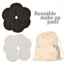 14 Miếng/Gói Miếng Tẩy Trang Bằng Tre Terry Có Thể Tái Sử Dụng, Có Thể Giặt Được, Miếng Tẩy Trang Bằng Than Tre Tròn Kèm 1 Găng Tay Trang Điểm Và Túi Đựng Đồ, Miếng Lót Cho Con Bú, Dụng Cụ Chăm Sóc Da, Làm Sạch Da - Nhiều màu - Xem 1