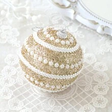 4 件/套 8 厘米香槟金圣诞球饰品，亮片闪光圣诞泡沫球吊坠圣诞树挂饰，新年家居装饰（产品在运输过程中可能会出现轻微的粉末脱落、油漆剥落和凹痕） - 香檳色 - 查看 7