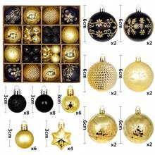 1 set de 42/44 pièces Boîte cadeau de décoration de Noël, Kit d'ornements pour sapin de Noël, Boules de Noël peintes de manière créative pour la maison, les fêtes et l'ornement de l'arbre