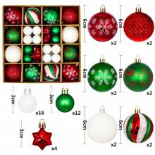 1 set de 42/44 pièces Boîte cadeau de décoration de Noël, Kit d'ornements pour sapin de Noël, Boules de Noël peintes de manière créative pour la maison, les fêtes et l'ornement de l'arbre