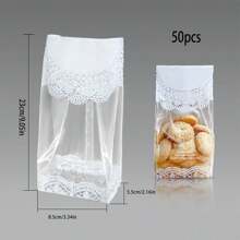 50pcs/Set Transparent Food/Candy/Cake Plastic Self-Sealing Bags, 5.9in X 2.75in