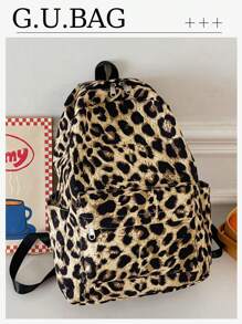 1 Piece Fashionable Women's Leopard Print Backpack, Waterproof Business Casual Computer Backpack, School Backpack, Fall Winter Fashionable Cheetah Print Purse For Women - Brown - View 3