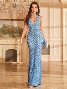 UNIQUE21 Women's New Sequin Decorated Party Formal Dress