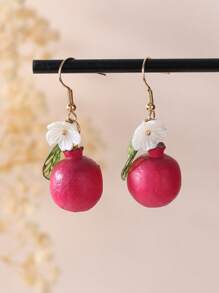 2pcs Girls Strawberry & Grape Resin Earrings - Multicolor - View 7