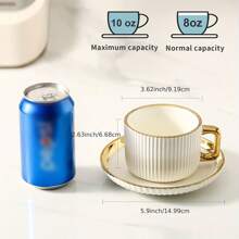 Ceramic Teacup And Saucer Set, European-Style Gold Rim Drinkware For Coffee, Tea, Party, Home, Garden, Restaurant, Suitable For Summer And Winter Back To School