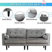 74" Loveseat Sofa Living Room Furniture - Grey - View 6