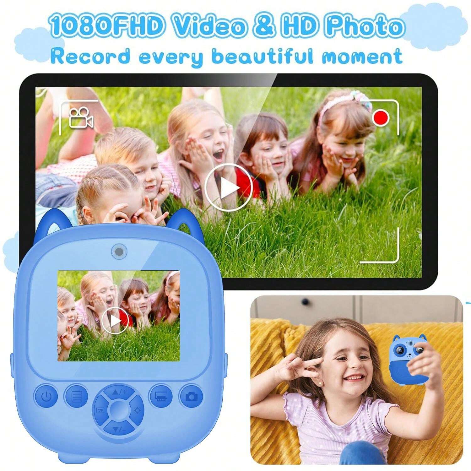 Appareil Photo Instantané Pour Enfant 1080P - Imprime Sans Encre, Avec Carte 32 Go Et Autocollants, Cadeau Noël 3-12 Ans - 2