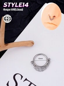 1pc Y2k Titanium Antlers Heart Nose Ring Hypoallergenic Segment Seamless Septum Jewelry Crown Bow Chain Nose Ring Hoop Triple Triangle Daith Helix Earrings Teardrop Septum Clicker Ring 10mm Nose Ring Hoop Horseshoe Septum Jewelry Hinged Clicker Ring Rook Earrings For Septum, Helix, Rook, Tragus, Daith, Cartilage Earring For Women Girls Christmas Gift Christmas Piercing Body Jewelry For Party Dates Daily Wear