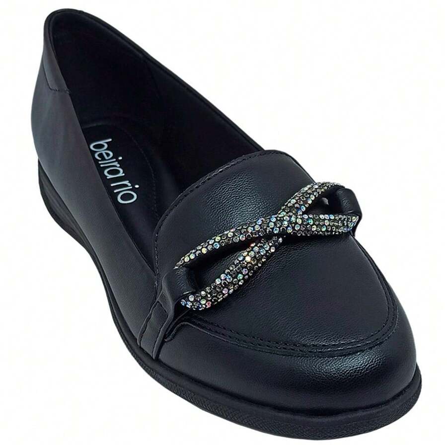Beira Rio Women's Crystal Bow Moccasin Shoe - màu đen - Xem 1