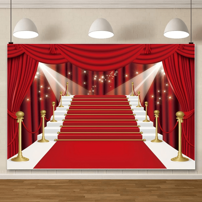 1pc Red Carpet Background Photography Background Red Curtain Background Banner, Multi-Size, Polyester Material, Suitable For Weddings, Bridal Parties, Birthdays, Indoor/Outdoor Decoration, Home, Garden, Patio Decoration, Universal Theme