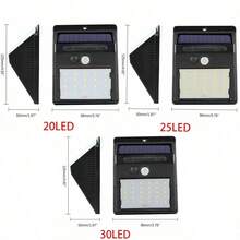 1 件装 20/25/30LED 太阳能运动传感器壁灯适用于户外花园别墅围栏照明通道灯 - 黑色 - 查看 3