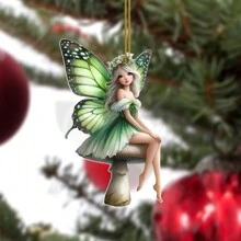 1pc 2d Plane Effect Green Butterfly Fairy Festival Party Decoration, Home Garden Tree Hanging Plaque Sign, Backpack Keychain Pendant Gifts Birthday Graduation