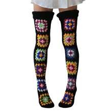 Women's Autumn Winter Thigh Socks Extra Long  Crochet Knit Stockings Over Knee Socks Party Attire, Date Outfits, Fashion Accessories Christmas Day, New Year's Eve Party - Black - View 3