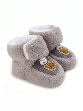 Vinterförtjockade spädbarnsskor, mjuka och halkfria varma skor med termiskt foder för småbarn, 3-6-12 månader