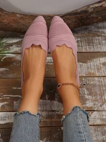 Plus Size Mesh Slip-On Flats, Soft Bottom, Breathable, Pointed Toe