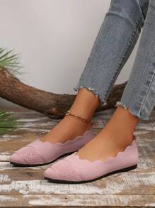 Plus Size Mesh Slip-On Flats, Soft Bottom, Breathable, Pointed Toe