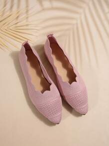 Plus Size Mesh Slip-On Flats, Soft Bottom, Breathable, Pointed Toe
