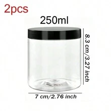 2 个直径 7 厘米塑料储物瓶,带黑色盖子,油漆罐,面霜,面膜瓶,眼霜,面霜瓶,PET 广口透明样品容器,化妆品补充瓶 - 黑色 - 查看 15