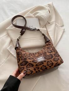 Túi xách họa tiết da báo thời trang Hàn Quốc, dây đeo có thể tháo rời, túi đeo vai đa năng, túi đeo chéo phổ biến cho mùa thu/đông 2024 - màu nâu - Xem 8