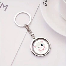 Personalized Rotating Double-Sided Round Shaped Keychain, Custom Metal Circular Keyring Gift For Friends, Family, Wife, Classmates, Teachers, Christmas - Silver - View 9
