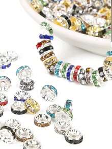 50 件/套 8 毫米花朵水晶水钻圆珠隔珠适用于珠宝制作 DIY 特殊手链项链笔手工工艺品用品 - 彩色 - 查看 1