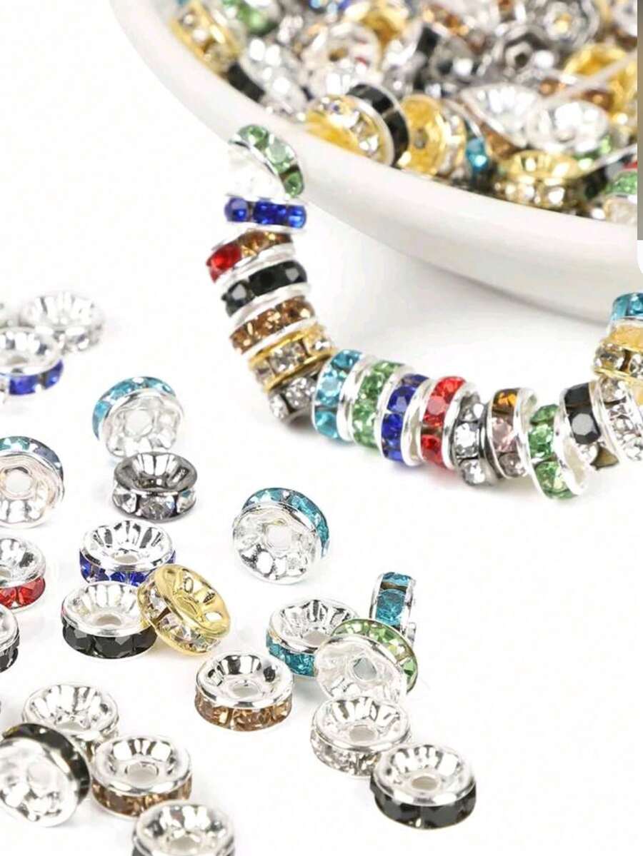 50 件/套 8 毫米花朵水晶水钻圆珠隔珠适用于珠宝制作 DIY 特殊手链项链笔手工工艺品用品 - 彩色 - 查看 1