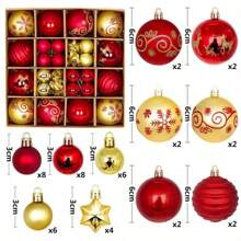 1 set de 42/44 pièces Boîte cadeau de décoration de Noël, Kit d'ornements pour sapin de Noël, Boules de Noël peintes de manière créative pour la maison, les fêtes et l'ornement de l'arbre