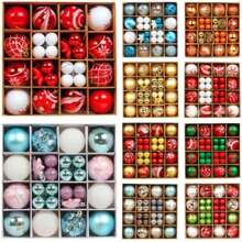 1 set de 42/44 pièces Boîte cadeau de décoration de Noël, Kit d'ornements pour sapin de Noël, Boules de Noël peintes de manière créative pour la maison, les fêtes et l'ornement de l'arbre