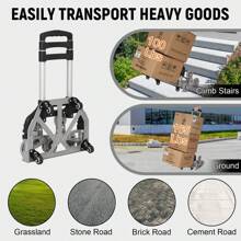 GOCAPTAIN Stair Climbing Cart Portable Folding Cart 180lbs Capacity Dolly Cart Multipurpose Hand Truck Lightweight Trolley Cart With Telescopic Handle 10 Wheels 2 Ropes For Warehouse Shopping Moving Office Use - 黑色 - 查看 5