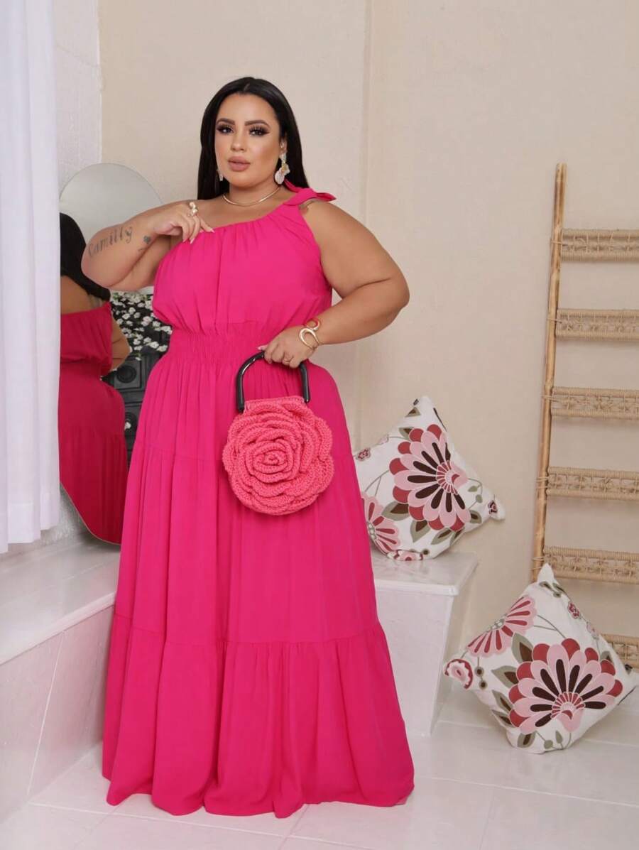 LONG SLEEVE DRESS - Màu Hồng Tươi - Xem 1