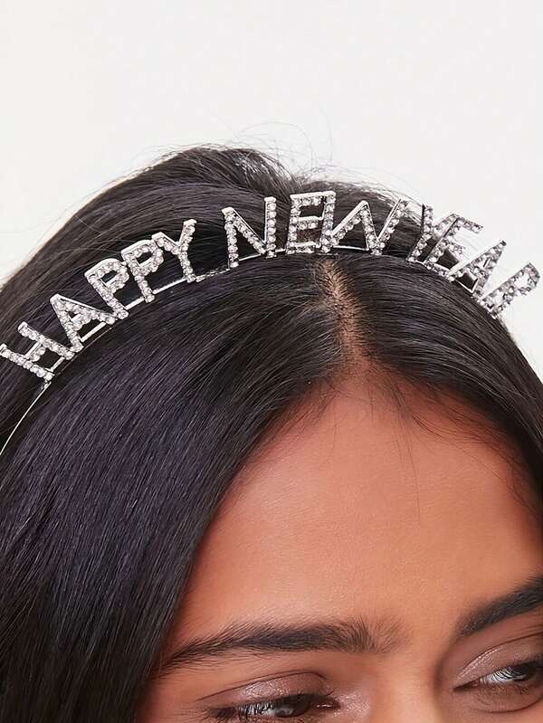 1 buc 16cm Metal Colorat Litere Stras Bentițe de Păr La Modă Anul Nou Bentițe de Păr Petrecere Coafură Accesorii de Păr 2025 Coafură de Anul Nou Accesorii de Petrecere Decorațiuni Festive Acasă Baie Decor Decor de Toamnă Înapoi la școală