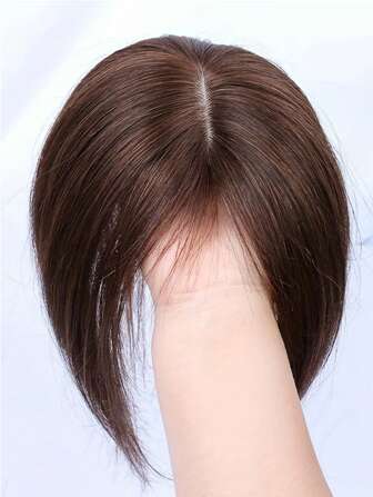 8*12 女士直发片棕色发夹假发基本款增发适合所有棕色真发刘海用于修饰脸型