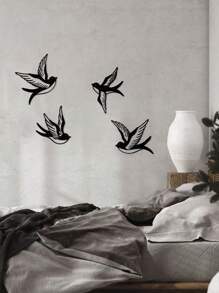 3pcs 16cm Black Small Size Hollow Iron Swallow Metal Wall Art Decor, Suitable For Home, Bedroom, Kitchen, Living Room Gifts Birthday Graduation