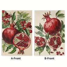 2 件装石榴厨房毛巾套装 - 超细纤维洗碗巾，用于擦干碗碟、烹饪和烘焙 - 现代设计洗碗布，可机洗，吸水茶巾，适用于乔迁和清洁、厨房餐厅装饰、派对装饰、家居装饰