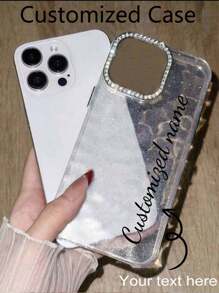 1pc Custom Designed Transparent/Pink Glitter IPhone 13, 16 Pro Max Phone Case With Letter, Name Or Number Print, Compatible With IPhone 11/12/13/14/15/16, IPhone 11/12/13/14/15/16 Pro, IPhone 11/12/13/14/15 Pro Max, IPhone 14/15/16 Plus