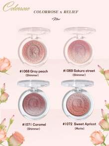 COLORROSE Gradient Blush, Flash Glow Cheeks Powder Blush, Highly Pigmented, Blendable,Bright Shimmer Face Blush, Light, Smooth, Highlighter And Eyeshadow All In One, Facial Beauty Cosmetic Makeup - 1072 Sweet Apricot - View 5