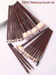18-20-22-25-30 件套酒红色化妆刷套装，高品质合成毛眼影晕染刷套装，化妆工具 - 彩色 - 查看 15